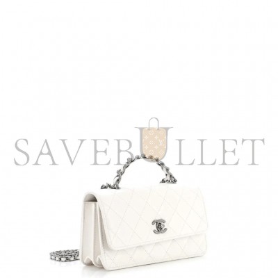 CHANEL MASTER WHITE LEATHER HANDBAG (18.5*11*6cm) 